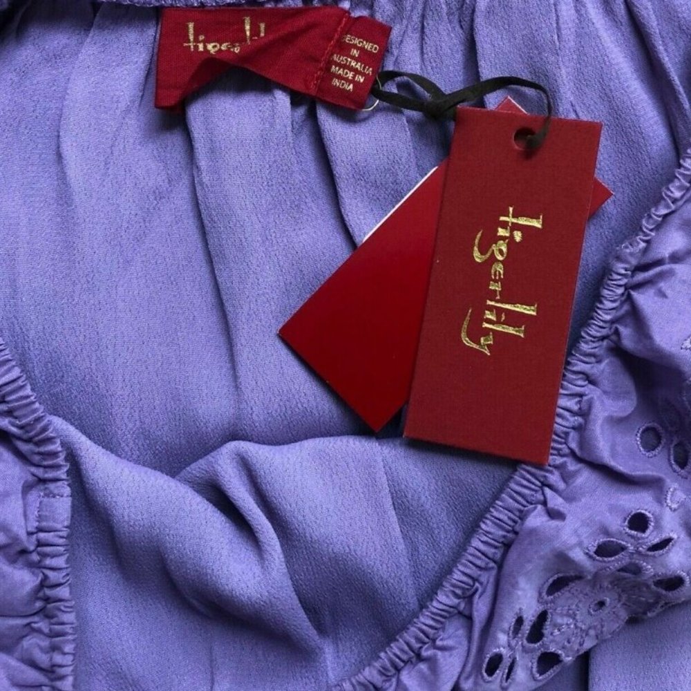 TIGERLILY Lozents Lilac Mauve Broderie Off The Shoulder Playsuit NWT RRP$170 - Picture 16 of 16